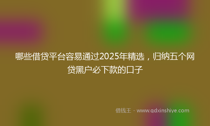 哪些借贷平台容易通过2025年精选，归纳五个网贷黑户必下款的口子