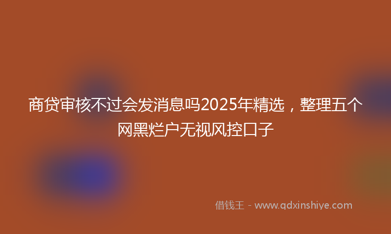 商贷审核不过会发消息吗2025年精选，整理五个网黑烂户无视风控口子