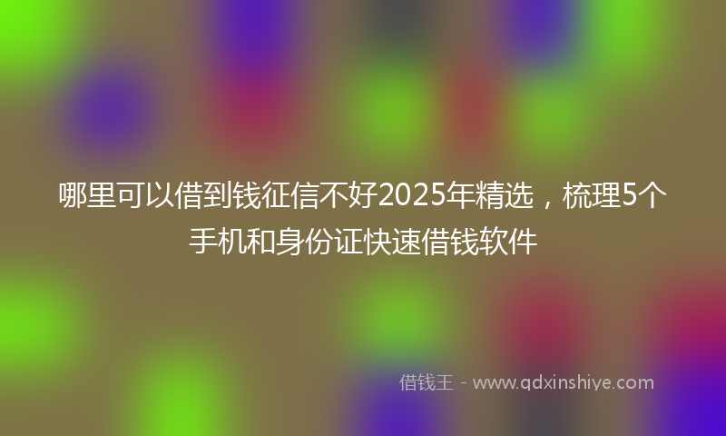 哪里可以借到钱征信不好2025年精选，梳理5个手机和身份证快速借钱软件