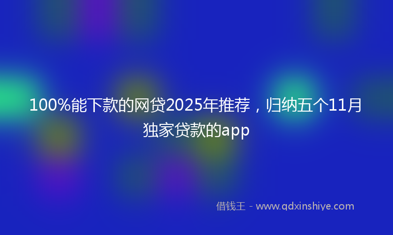100%能下款的网贷2025年推荐，归纳五个11月独家贷款的app