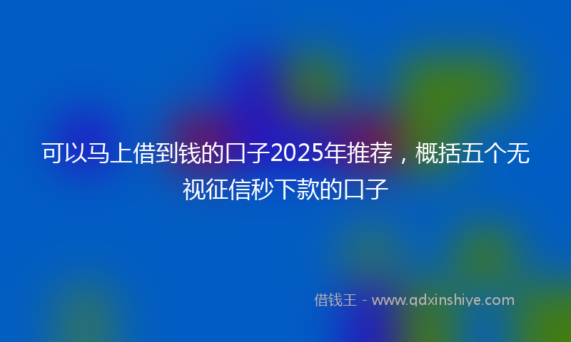 可以马上借到钱的口子2025年推荐，概括五个无视征信秒下款的口子