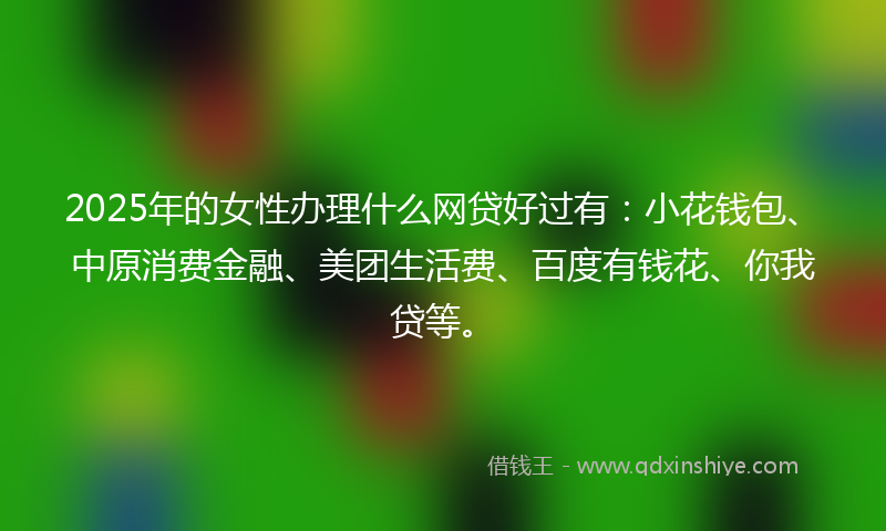 2025年的女性办理什么网贷好过有：小花钱包、中原消费金融、美团生活费、百度有钱花、你我贷等。