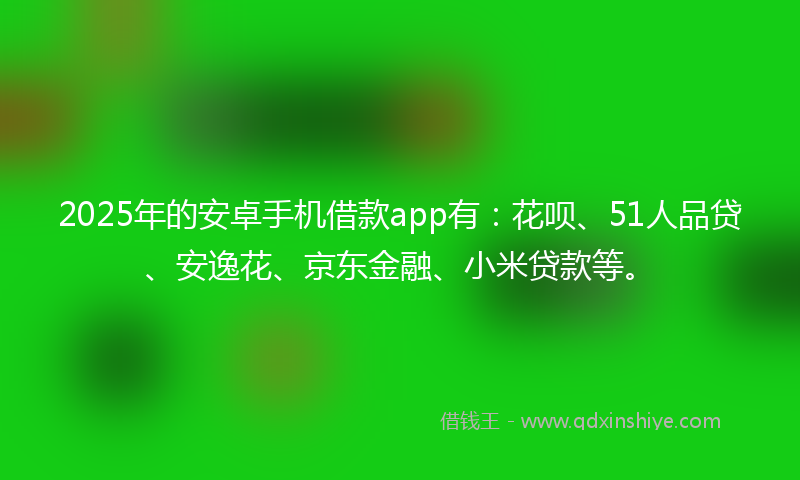 2025年的安卓手机借款app有：花呗、51人品贷、安逸花、京东金融、小米贷款等。