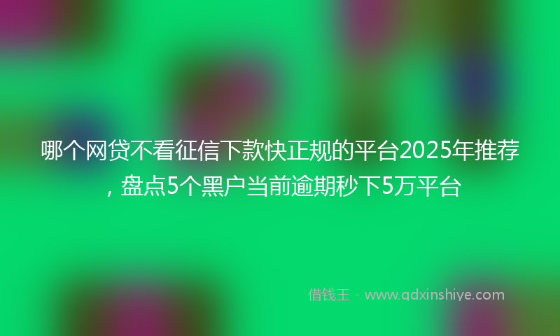 哪个网贷不看征信下款快正规的平台2025年推荐，盘点5个黑户当前逾期秒下5万平台