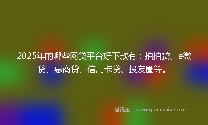 2025年的哪些网贷平台好下款有：拍拍贷、e微贷、惠商贷、信用卡贷、投友圈等。