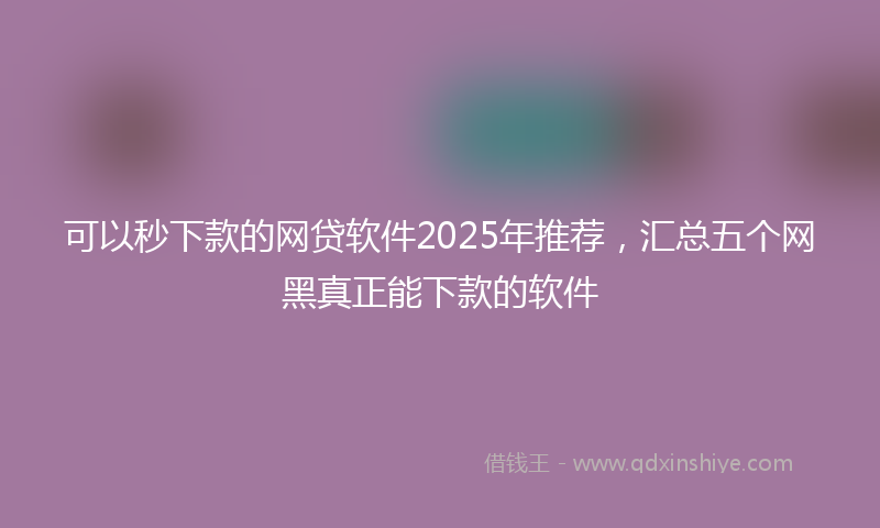 可以秒下款的网贷软件2025年推荐，汇总五个网黑真正能下款的软件