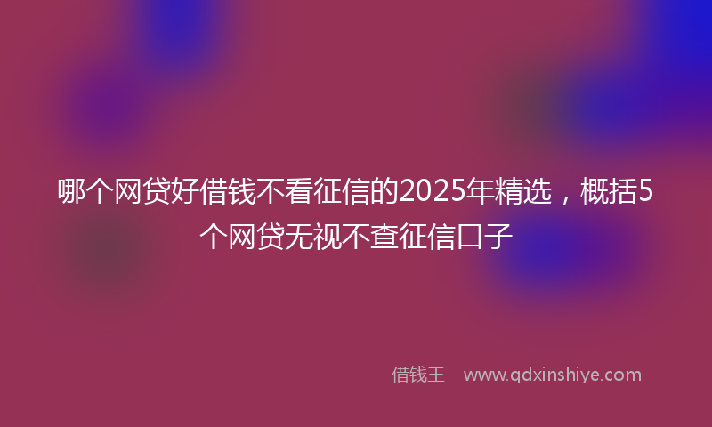 哪个网贷好借钱不看征信的2025年精选，概括5个网贷无视不查征信口子