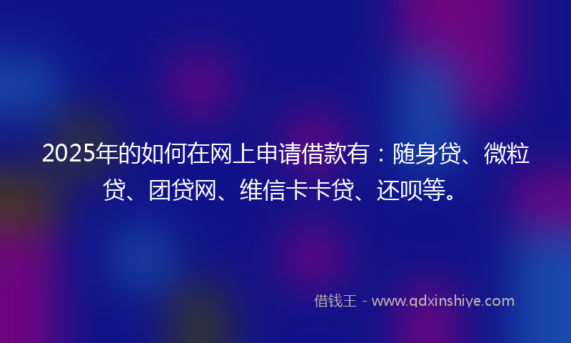 2025年的如何在网上申请借款有：随身贷、微粒贷、团贷网、维信卡卡贷、还呗等。