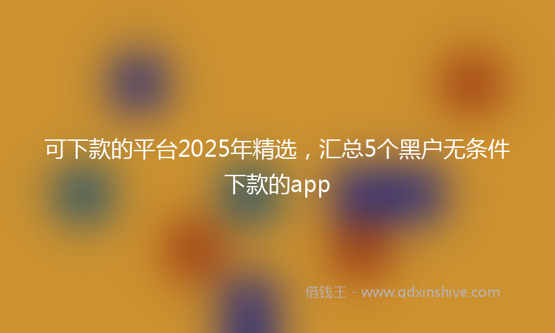 可下款的平台2025年精选，汇总5个黑户无条件下款的app
