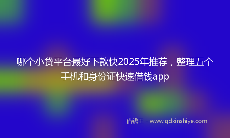 哪个小贷平台最好下款快2025年推荐，整理五个手机和身份证快速借钱app