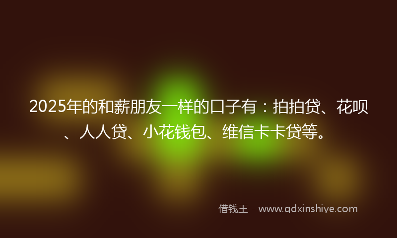 2025年的和薪朋友一样的口子有：拍拍贷、花呗、人人贷、小花钱包、维信卡卡贷等。