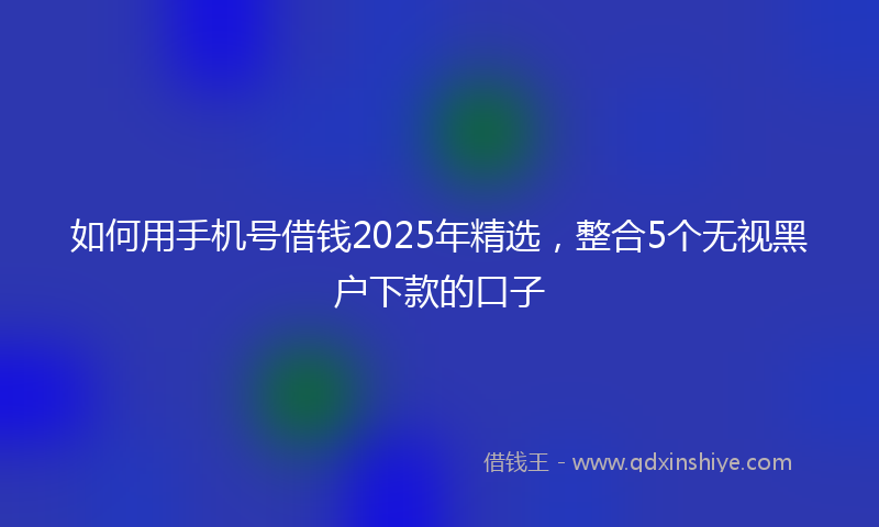 如何用手机号借钱2025年精选，整合5个无视黑户下款的口子