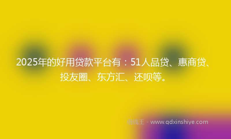 2025年的好用贷款平台有：51人品贷、惠商贷、投友圈、东方汇、还呗等。