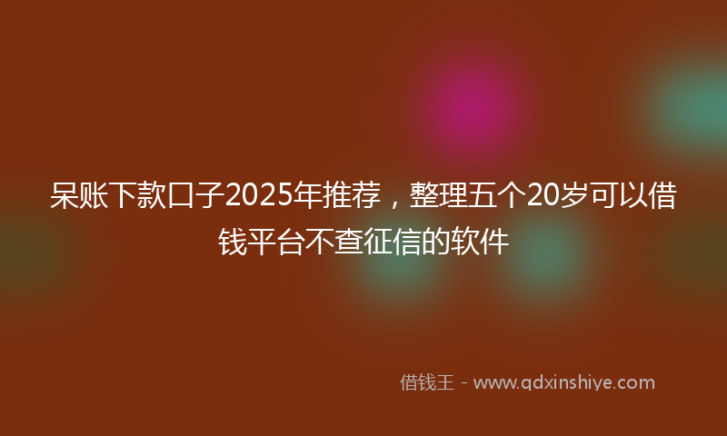 呆账下款口子2025年推荐，整理五个20岁可以借钱平台不查征信的软件