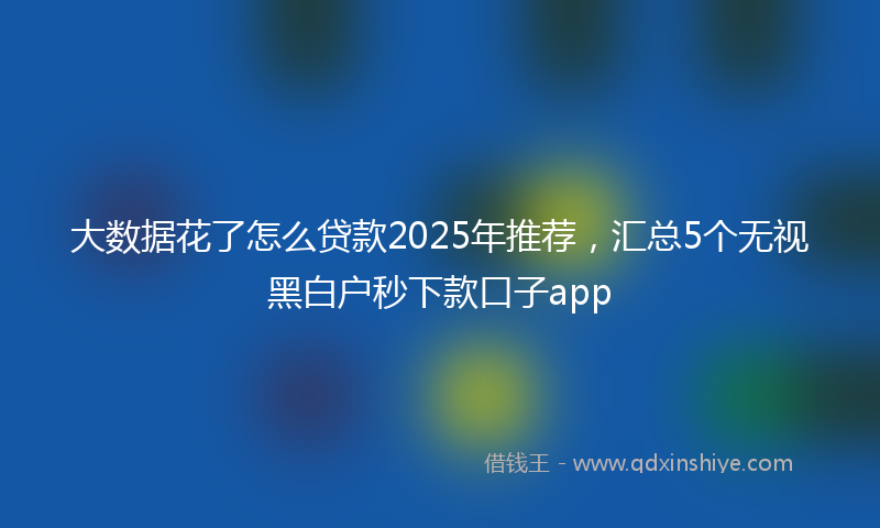 大数据花了怎么贷款2025年推荐，汇总5个无视黑白户秒下款口子app