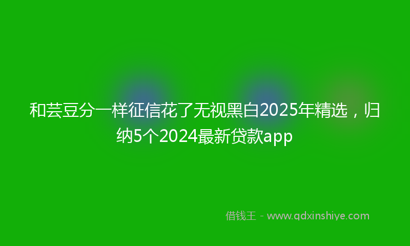 和芸豆分一样征信花了无视黑白2025年精选，归纳5个2024最新贷款app