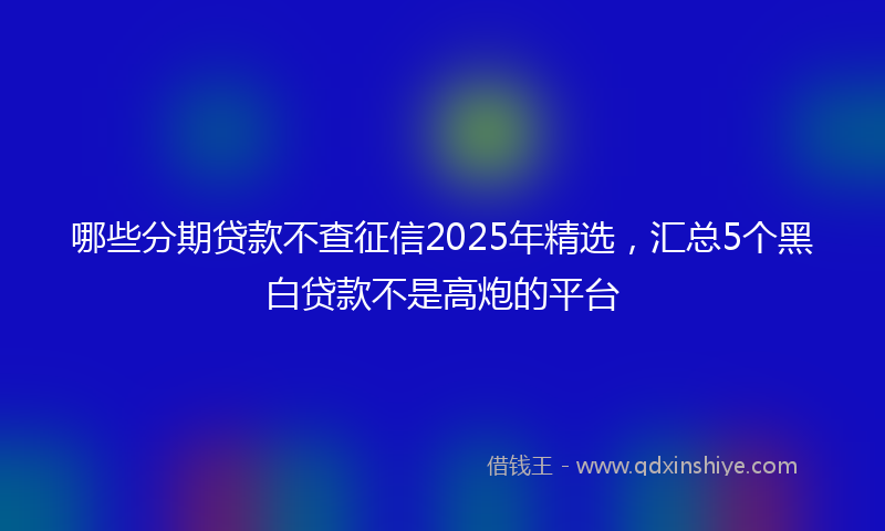 哪些分期贷款不查征信2025年精选，汇总5个黑白贷款不是高炮的平台