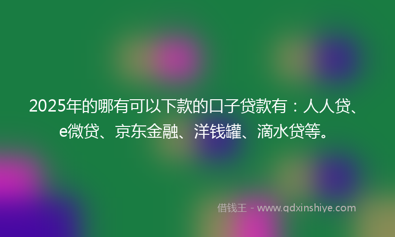 2025年的哪有可以下款的口子贷款有：人人贷、e微贷、京东金融、洋钱罐、滴水贷等。