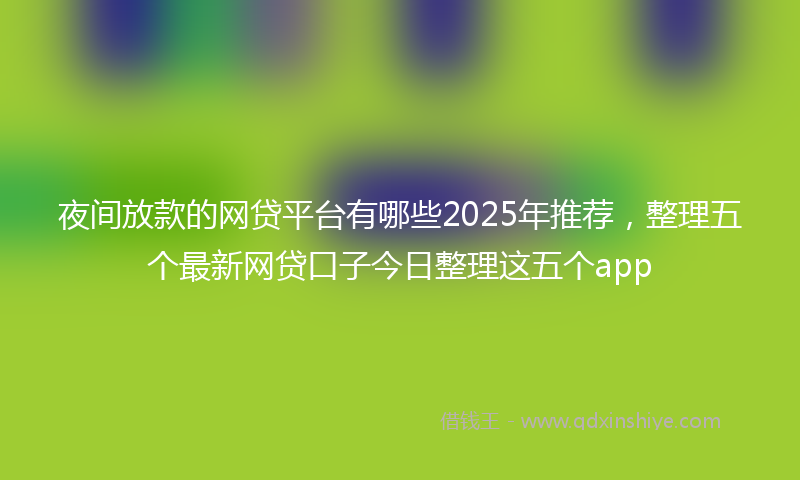 夜间放款的网贷平台有哪些2025年推荐，整理五个最新网贷口子今日整理这五个app