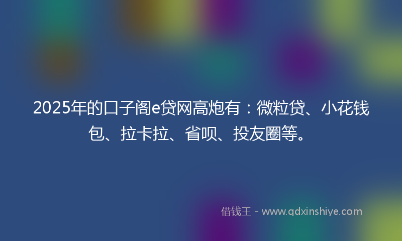 2025年的口子阁e贷网高炮有：微粒贷、小花钱包、拉卡拉、省呗、投友圈等。