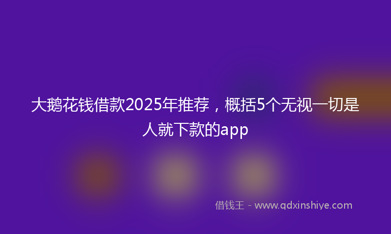 大鹅花钱借款2025年推荐，概括5个无视一切是人就下款的app