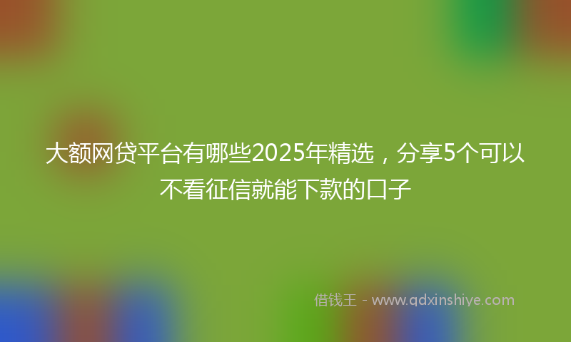 大额网贷平台有哪些2025年精选，分享5个可以不看征信就能下款的口子