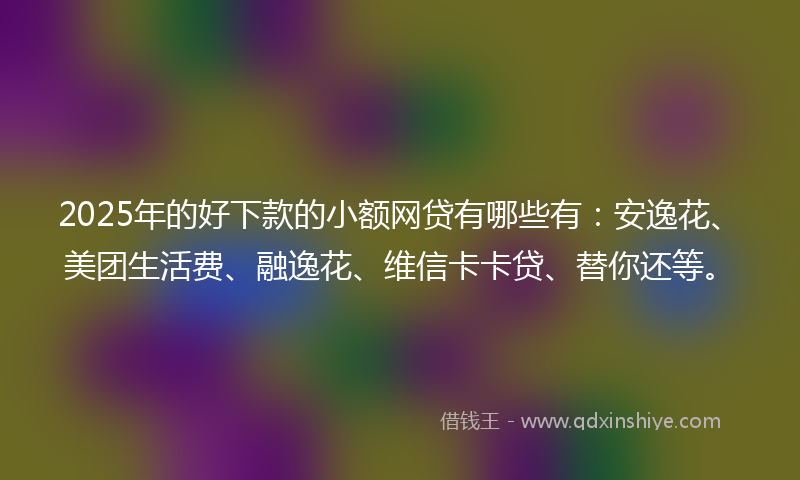 2025年的好下款的小额网贷有哪些有：安逸花、美团生活费、融逸花、维信卡卡贷、替你还等。