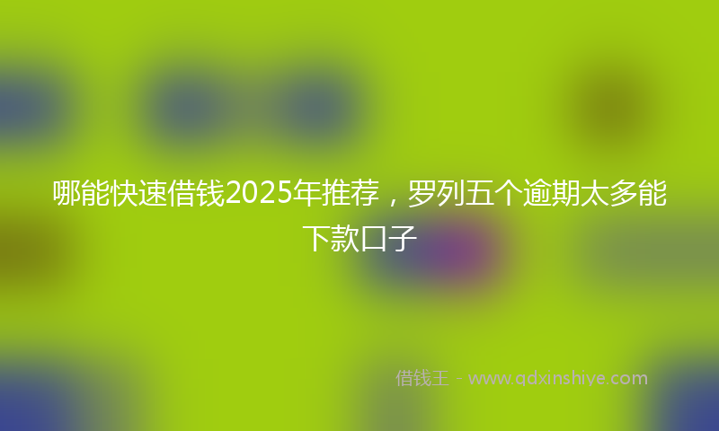 哪能快速借钱2025年推荐，罗列五个逾期太多能下款口子