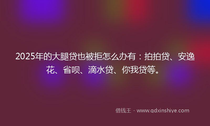 2025年的大腿贷也被拒怎么办有：拍拍贷、安逸花、省呗、滴水贷、你我贷等。