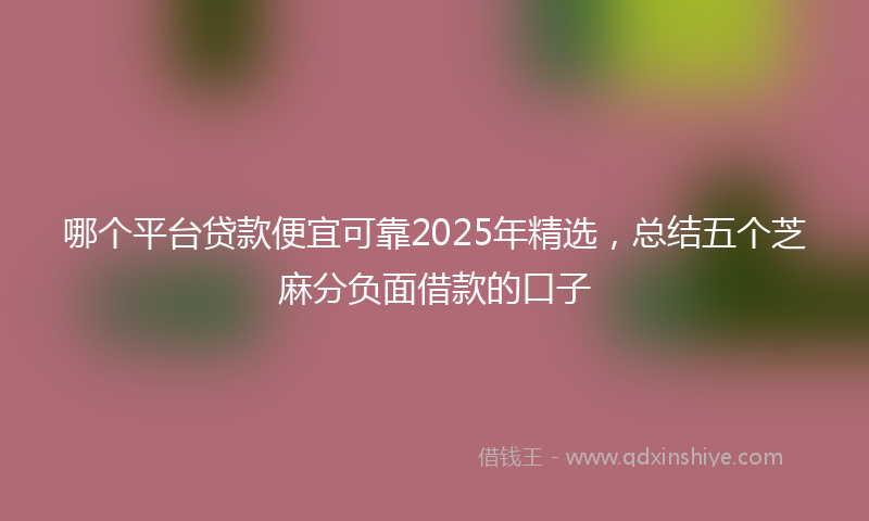 哪个平台贷款便宜可靠2025年精选，总结五个芝麻分负面借款的口子