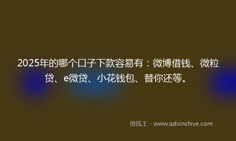 2025年的哪个口子下款容易有：微博借钱、微粒贷、e微贷、小花钱包、替你还等。