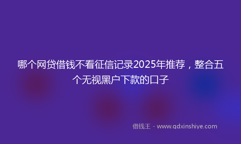 哪个网贷借钱不看征信记录2025年推荐，整合五个无视黑户下款的口子
