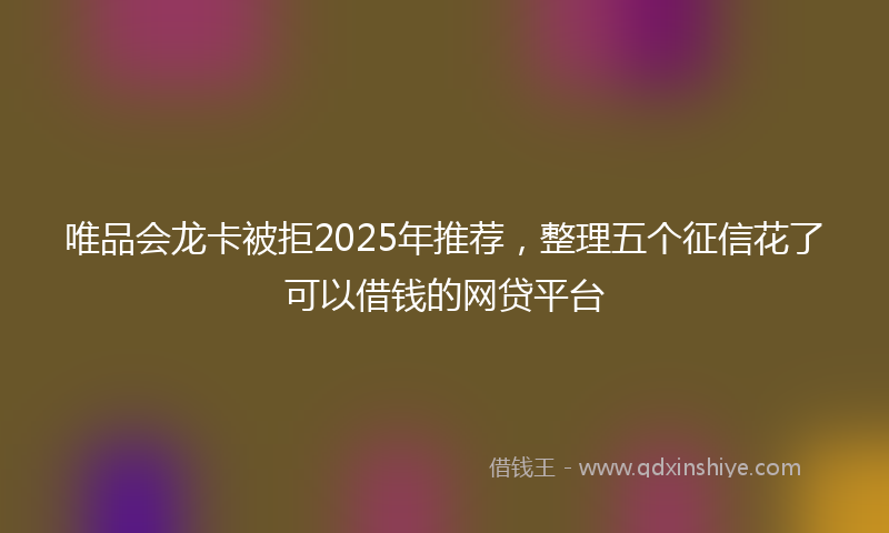 唯品会龙卡被拒2025年推荐，整理五个征信花了可以借钱的网贷平台