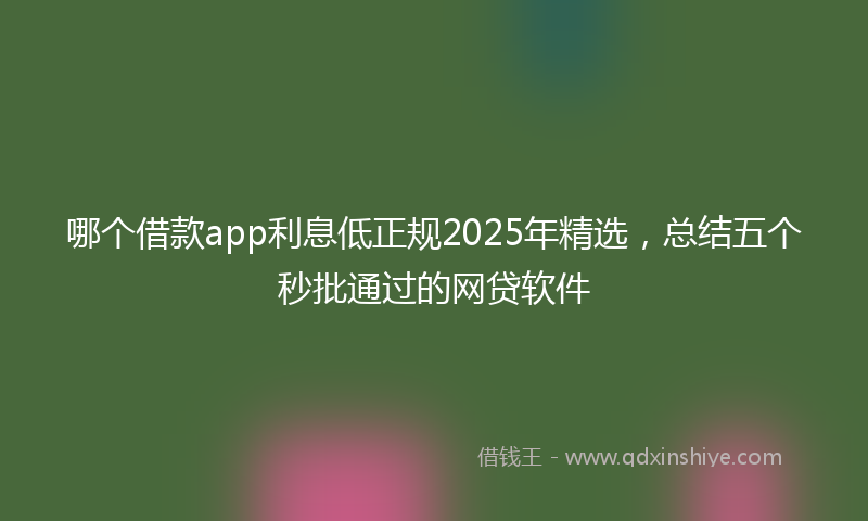 哪个借款app利息低正规2025年精选，总结五个秒批通过的网贷软件