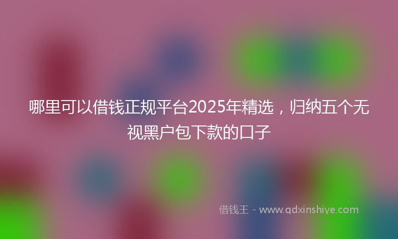 哪里可以借钱正规平台2025年精选，归纳五个无视黑户包下款的口子
