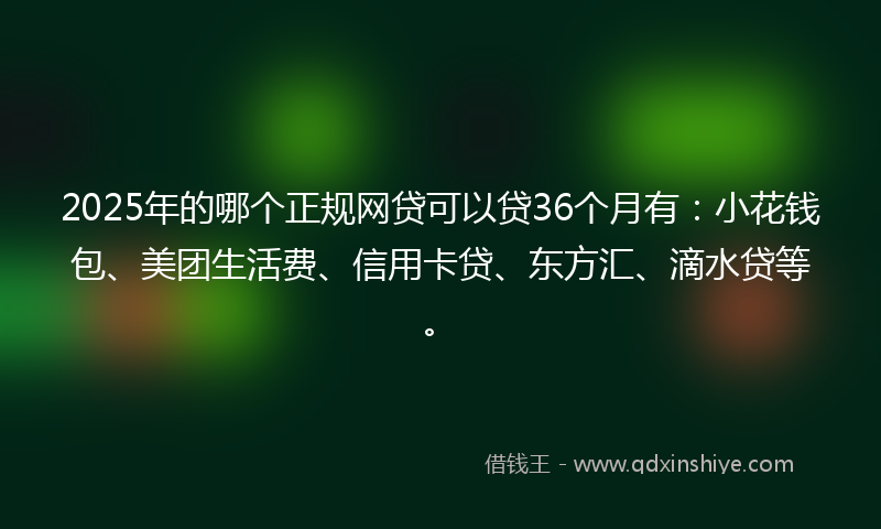 2025年的哪个正规网贷可以贷36个月有：小花钱包、美团生活费、信用卡贷、东方汇、滴水贷等。