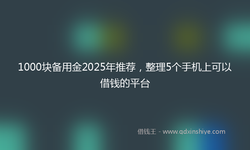 1000块备用金2025年推荐，整理5个手机上可以借钱的平台