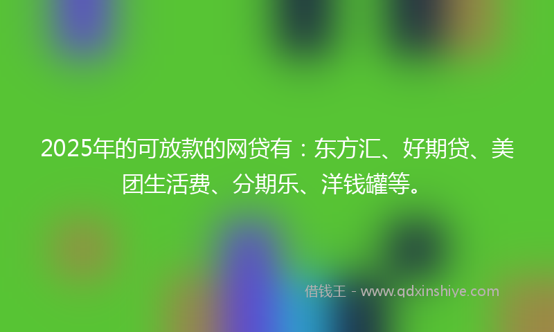 2025年的可放款的网贷有：东方汇、好期贷、美团生活费、分期乐、洋钱罐等。