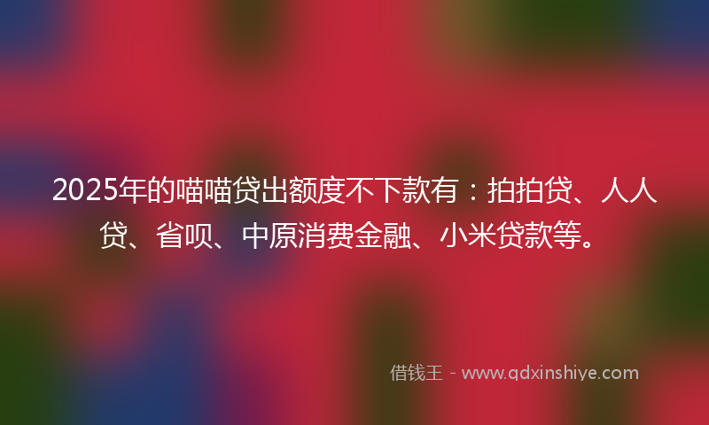 2025年的喵喵贷出额度不下款有：拍拍贷、人人贷、省呗、中原消费金融、小米贷款等。