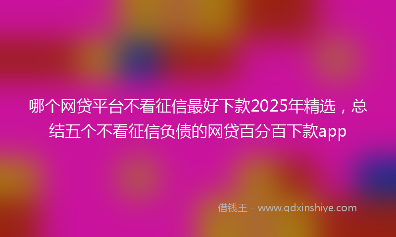 哪个网贷平台不看征信最好下款2025年精选，总结五个不看征信负债的网贷百分百下款app