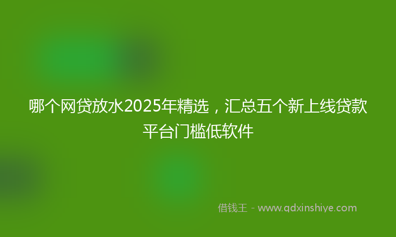 哪个网贷放水2025年精选，汇总五个新上线贷款平台门槛低软件