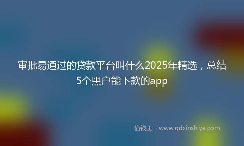 审批易通过的贷款平台叫什么2025年精选，总结5个黑户能下款的app