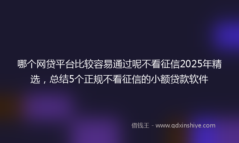 哪个网贷平台比较容易通过呢不看征信2025年精选，总结5个正规不看征信的小额贷款软件