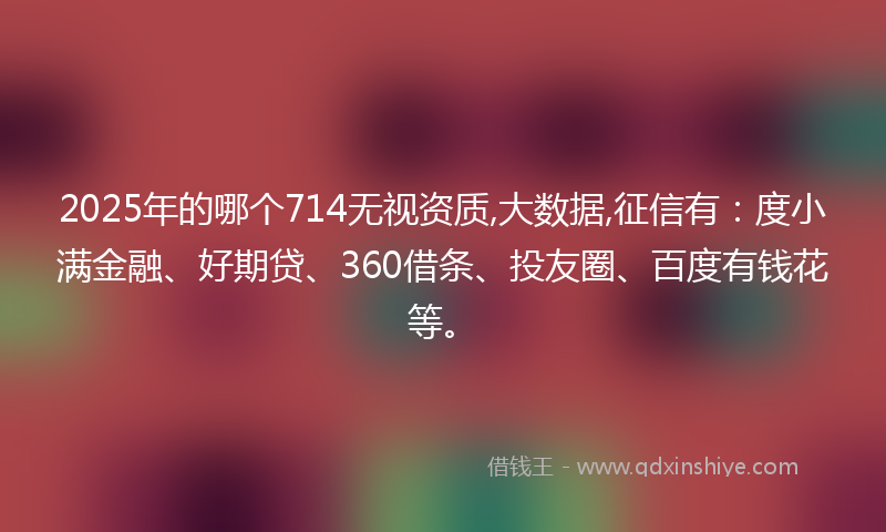 2025年的哪个714无视资质,大数据,征信有：度小满金融、好期贷、360借条、投友圈、百度有钱花等。