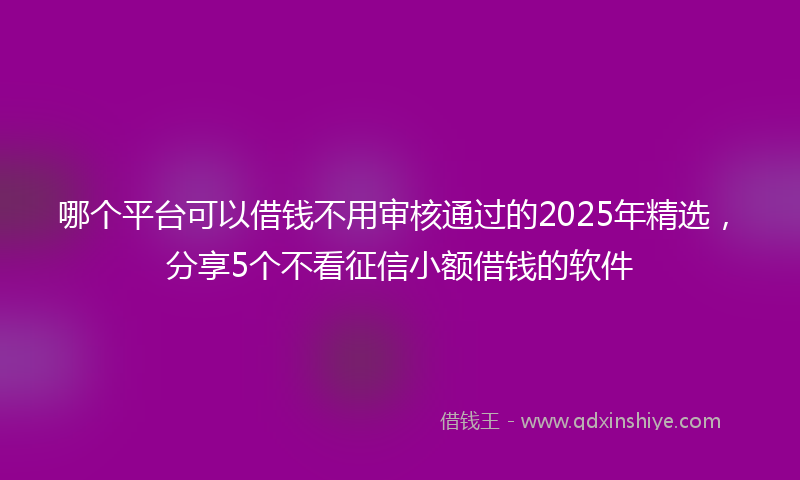 哪个平台可以借钱不用审核通过的2025年精选，分享5个不看征信小额借钱的软件