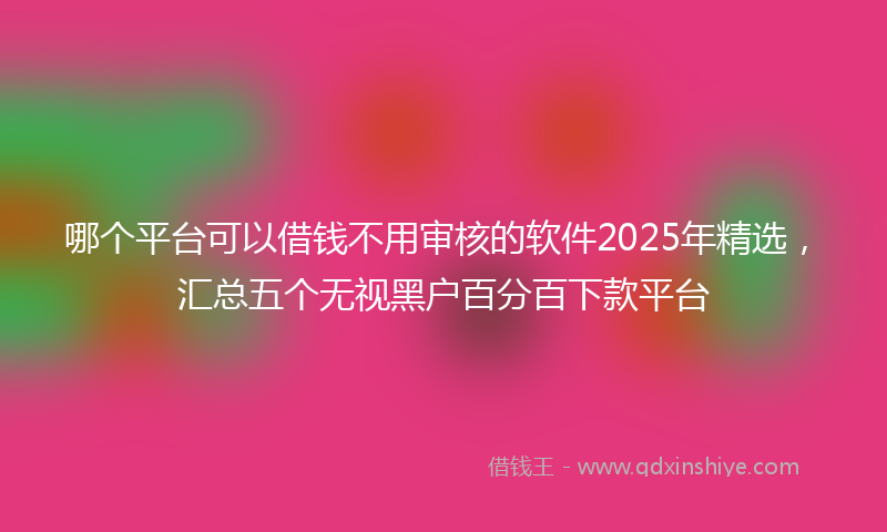 哪个平台可以借钱不用审核的软件2025年精选，汇总五个无视黑户百分百下款平台