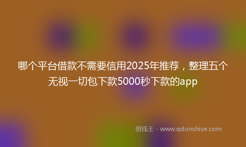 哪个平台借款不需要信用2025年推荐，整理五个无视一切包下款5000秒下款的app