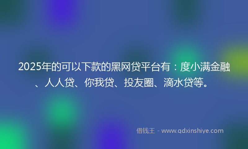 2025年的可以下款的黑网贷平台有：度小满金融、人人贷、你我贷、投友圈、滴水贷等。