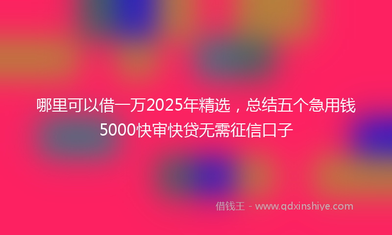 哪里可以借一万2025年精选，总结五个急用钱5000快审快贷无需征信口子
