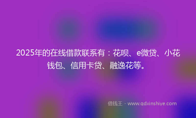 2025年的在线借款联系有：花呗、e微贷、小花钱包、信用卡贷、融逸花等。